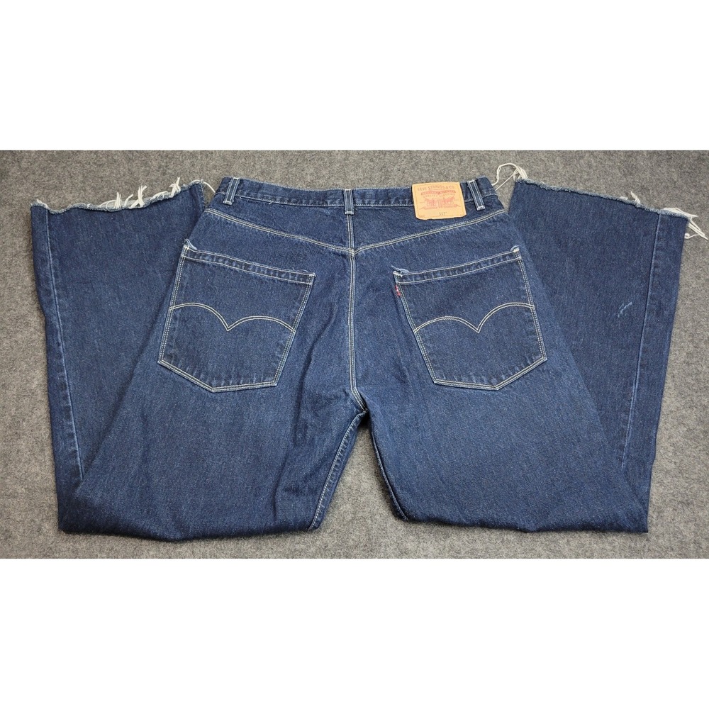 Vtg Levis 557 Jeans Mens 38x34 Relaxed Fit Bootcut Streetwear Raw Hems Y2K 2001